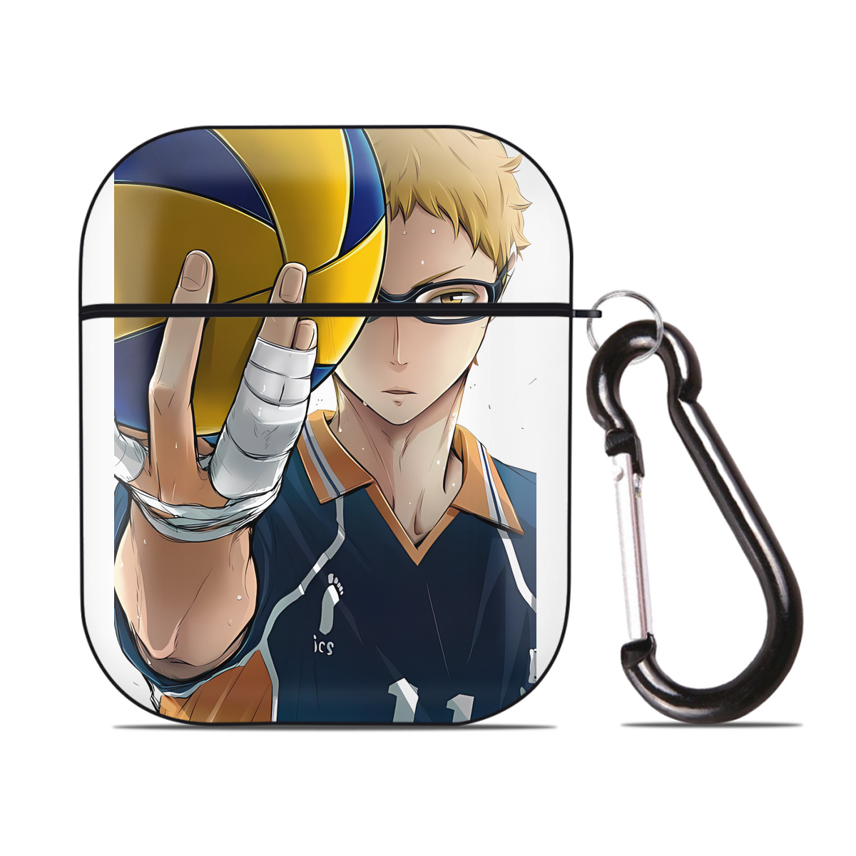 （画像用） ハイキュー!! Haikyu!! AirPods 第2世代保護ケース ハードシェル ブラック 耐衝撃・防指紋・カラビナ付き