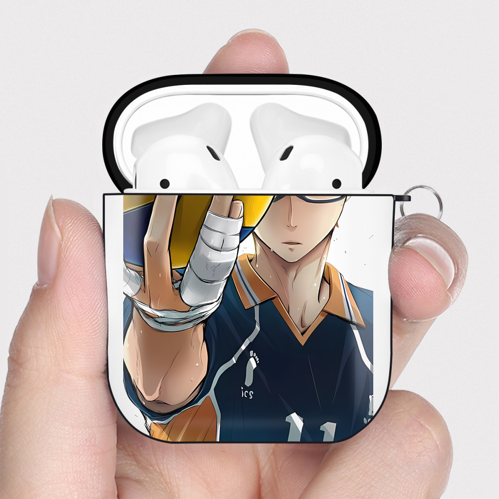 （画像用） ハイキュー!! Haikyu!! AirPods 第2世代保護ケース ハードシェル ブラック 耐衝撃・防指紋・カラビナ付き