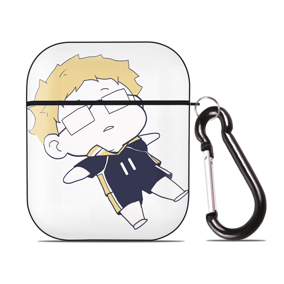 （画像用） ハイキュー!! Haikyu!! AirPods 第2世代保護ケース ハードシェル ブラック 耐衝撃・防指紋・カラビナ付き