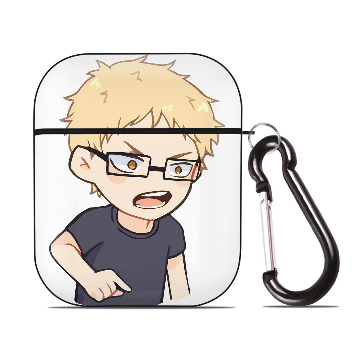 （画像用） ハイキュー!! Haikyu!! AirPods 第2世代保護ケース ハードシェル ブラック 耐衝撃・防指紋・カラビナ付き
