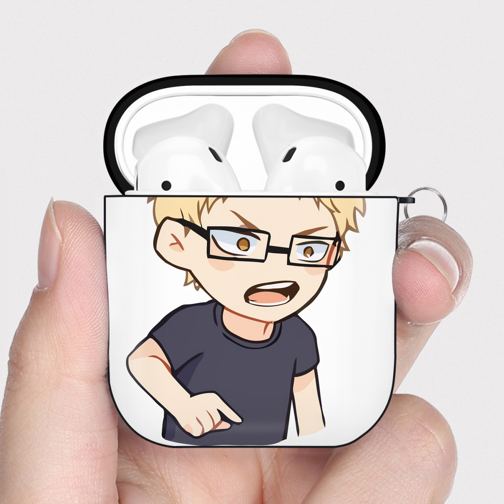 （画像用） ハイキュー!! Haikyu!! AirPods 第2世代保護ケース ハードシェル ブラック 耐衝撃・防指紋・カラビナ付き