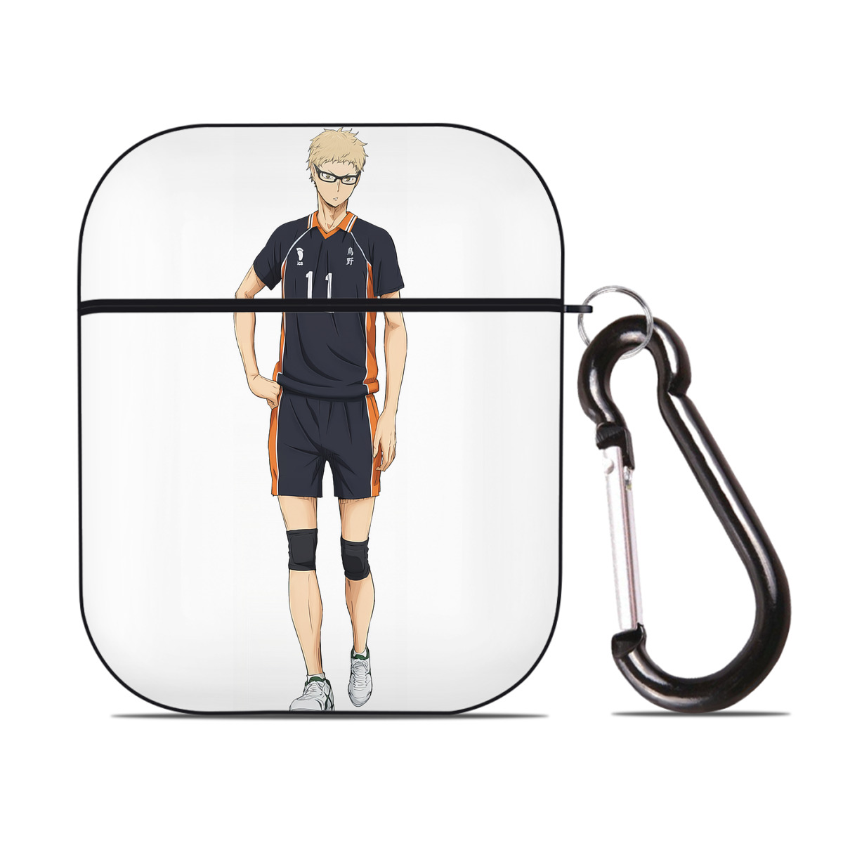 （画像用） ハイキュー!! Haikyu!! AirPods 第2世代保護ケース ハードシェル ブラック 耐衝撃・防指紋・カラビナ付き