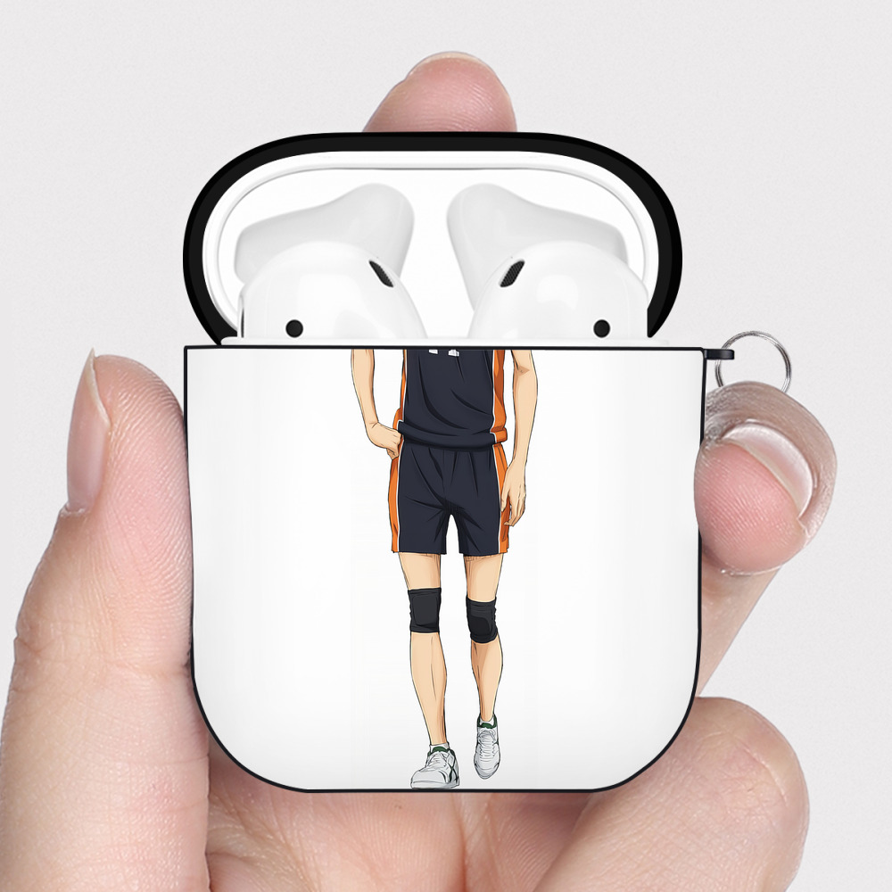 （画像用） ハイキュー!! Haikyu!! AirPods 第2世代保護ケース ハードシェル ブラック 耐衝撃・防指紋・カラビナ付き