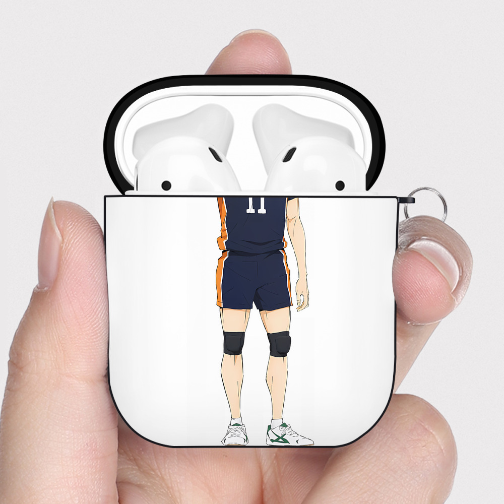 （画像用） ハイキュー!! Haikyu!! AirPods 第2世代保護ケース ハードシェル ブラック 耐衝撃・防指紋・カラビナ付き