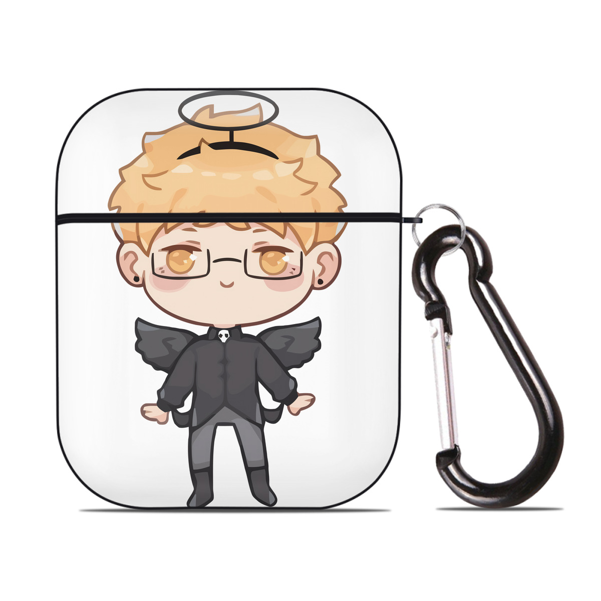 （画像用） ハイキュー!! Haikyu!! AirPods 第2世代保護ケース ハードシェル ブラック 耐衝撃・防指紋・カラビナ付き