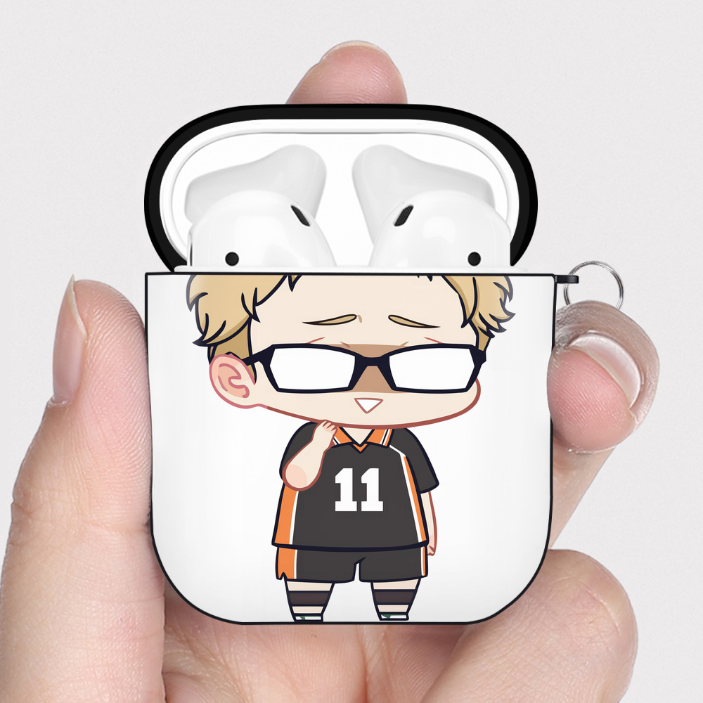 （画像用） ハイキュー!! Haikyu!! AirPods 第2世代保護ケース ハードシェル ブラック 耐衝撃・防指紋・カラビナ付き