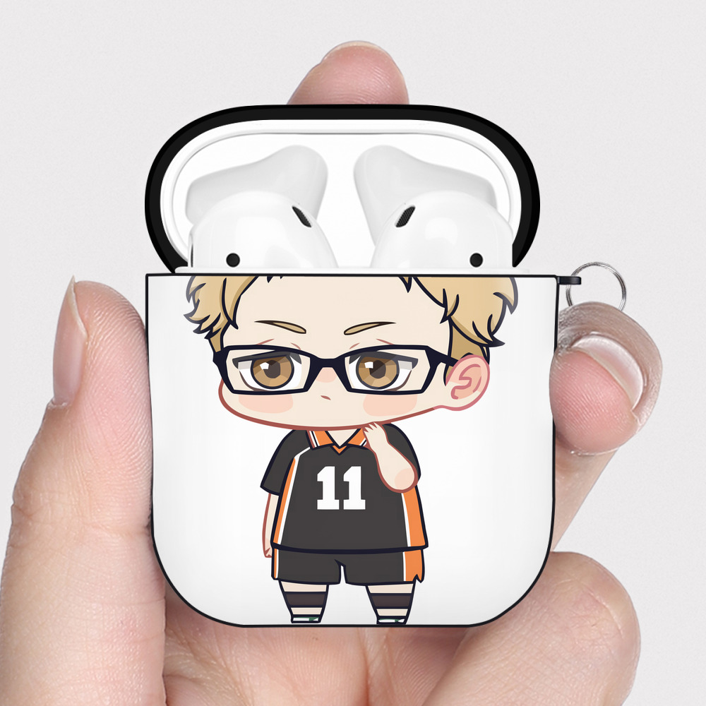 （画像用） ハイキュー!! Haikyu!! AirPods 第2世代保護ケース ハードシェル ブラック 耐衝撃・防指紋・カラビナ付き