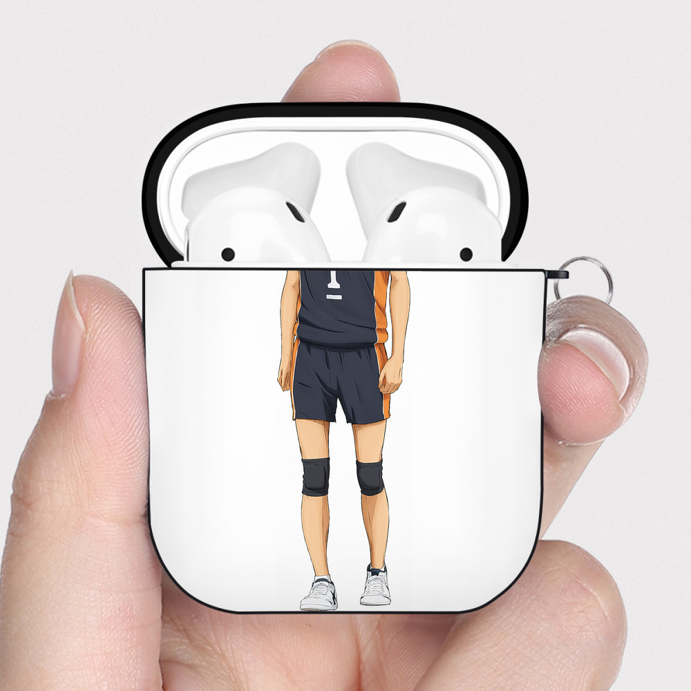 （画像用） ハイキュー!! Haikyu!! AirPods 第2世代保護ケース ハードシェル ブラック 耐衝撃・防指紋・カラビナ付き