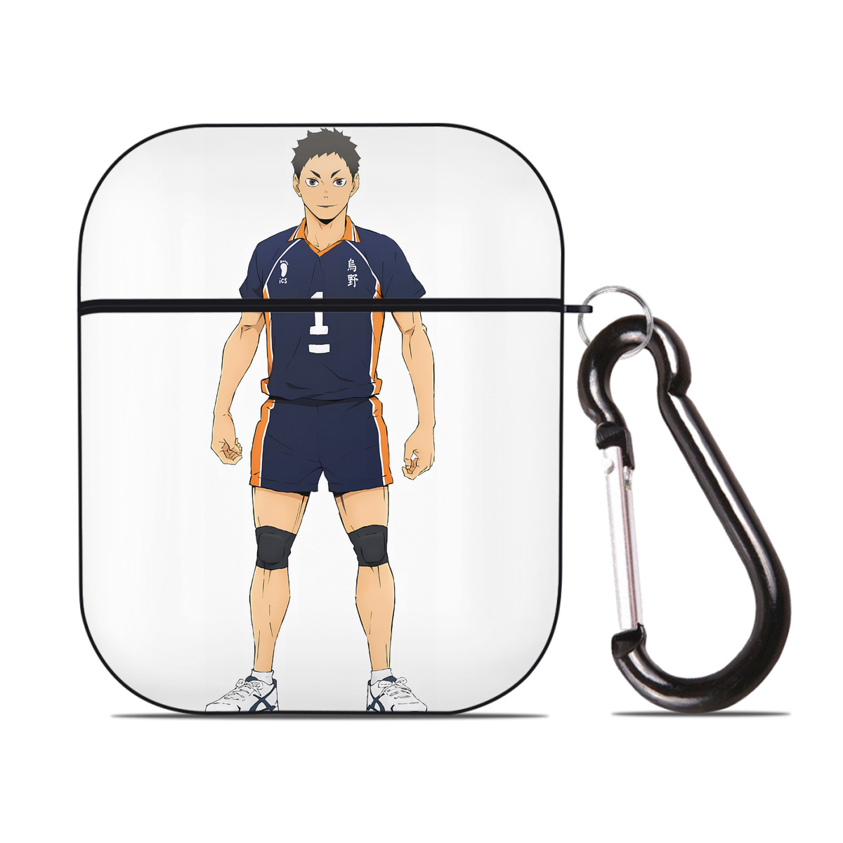 （画像用） ハイキュー!! Haikyu!! AirPods 第2世代保護ケース ハードシェル ブラック 耐衝撃・防指紋・カラビナ付き