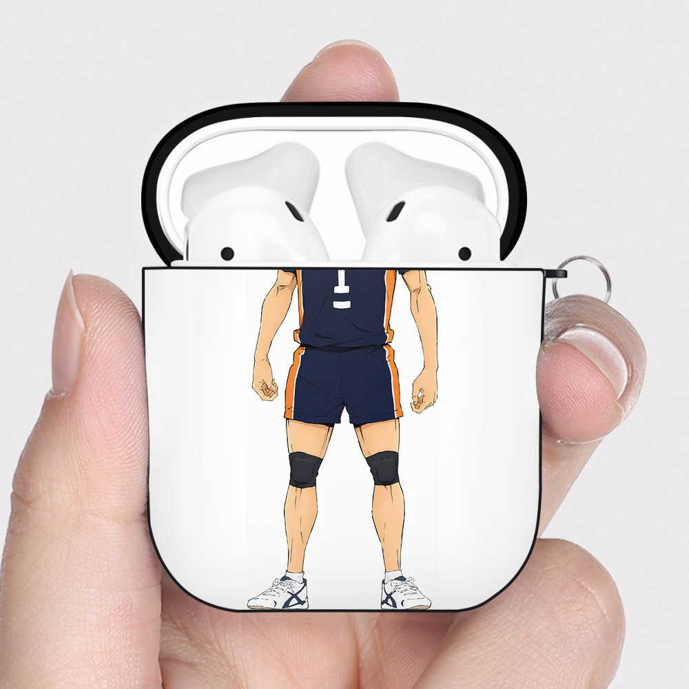 （画像用） ハイキュー!! Haikyu!! AirPods 第2世代保護ケース ハードシェル ブラック 耐衝撃・防指紋・カラビナ付き