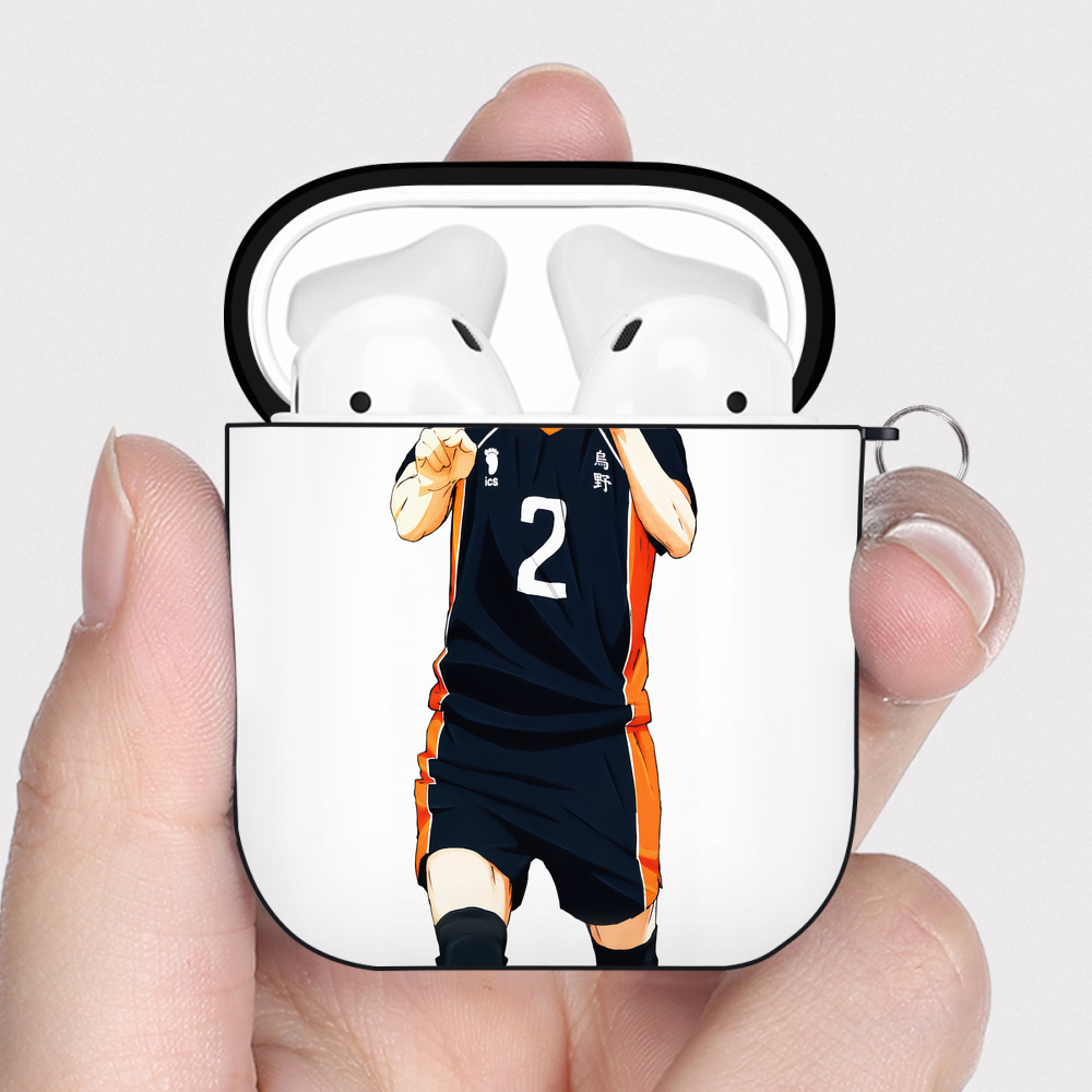 （画像用） ハイキュー!! Haikyu!! AirPods 第2世代保護ケース ハードシェル ブラック 耐衝撃・防指紋・カラビナ付き