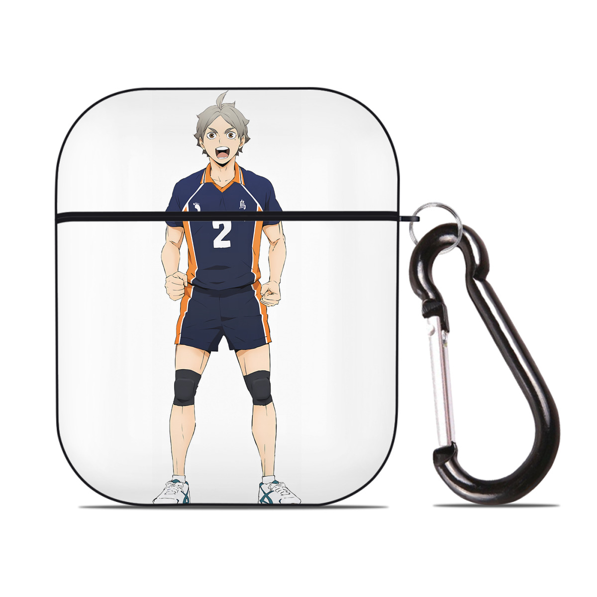 （画像用） ハイキュー!! Haikyu!! AirPods 第2世代保護ケース ハードシェル ブラック 耐衝撃・防指紋・カラビナ付き
