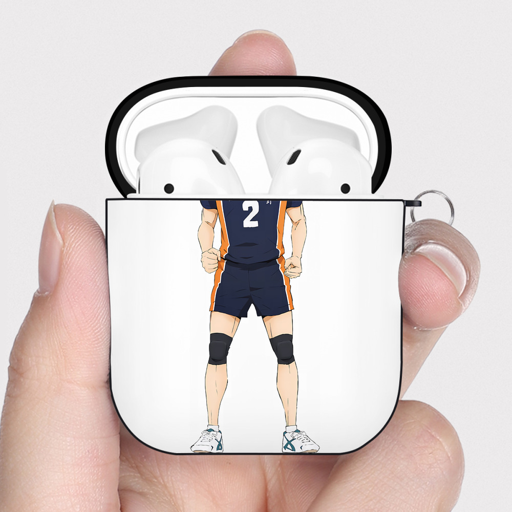 （画像用） ハイキュー!! Haikyu!! AirPods 第2世代保護ケース ハードシェル ブラック 耐衝撃・防指紋・カラビナ付き