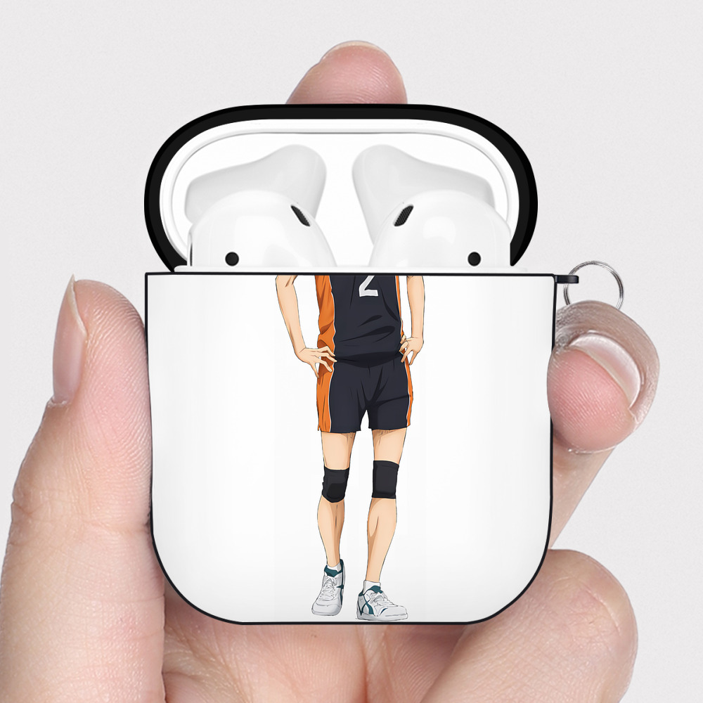 （画像用） ハイキュー!! Haikyu!! AirPods 第2世代保護ケース ハードシェル ブラック 耐衝撃・防指紋・カラビナ付き