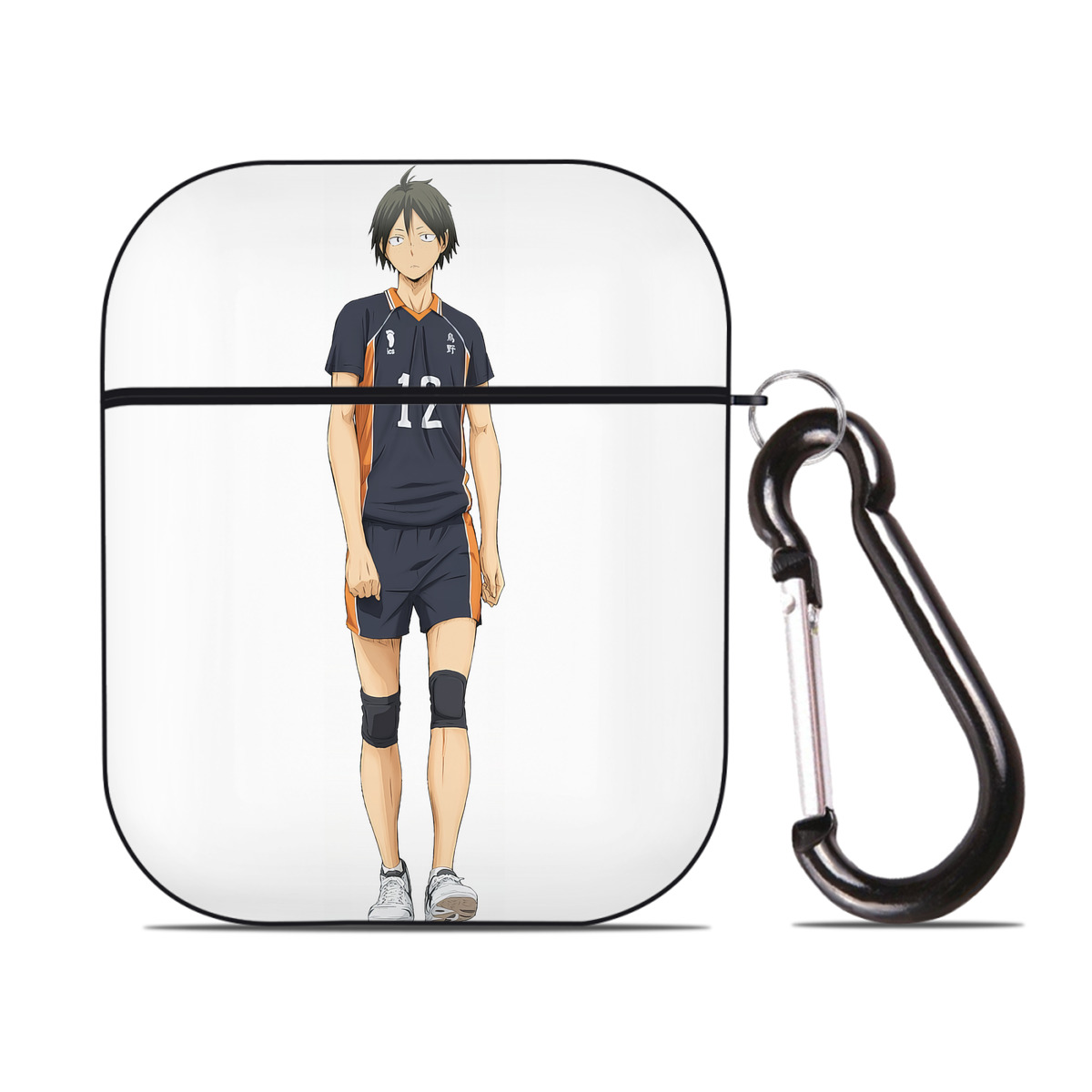 （画像用） ハイキュー!! Haikyu!! AirPods 第2世代保護ケース ハードシェル ブラック 耐衝撃・防指紋・カラビナ付き