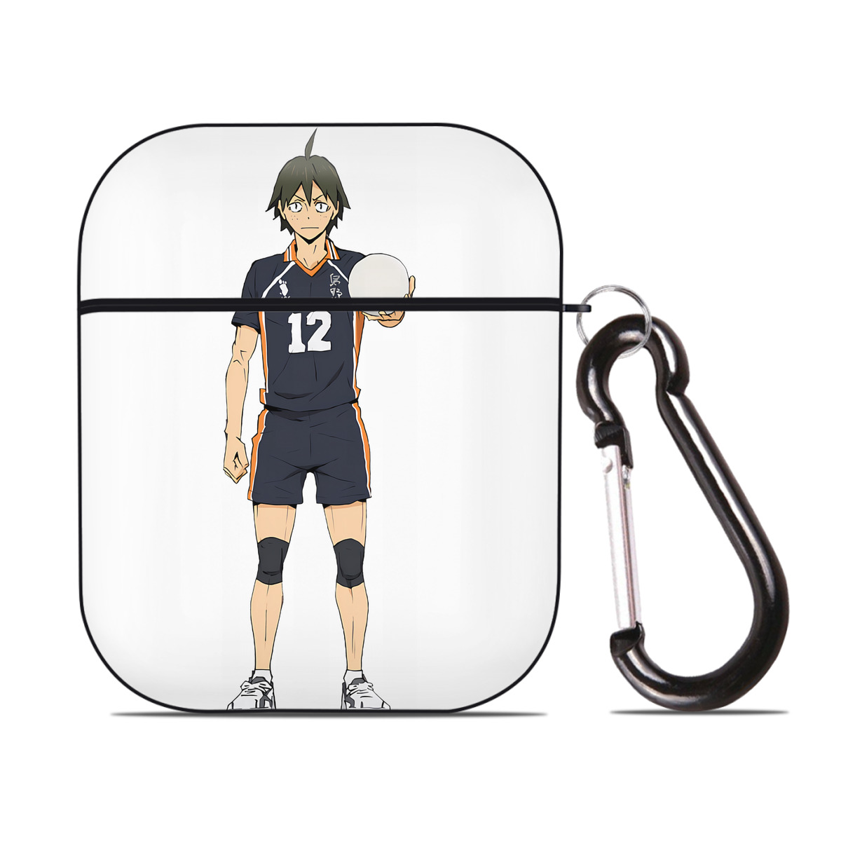 （画像用） ハイキュー!! Haikyu!! AirPods 第2世代保護ケース ハードシェル ブラック 耐衝撃・防指紋・カラビナ付き