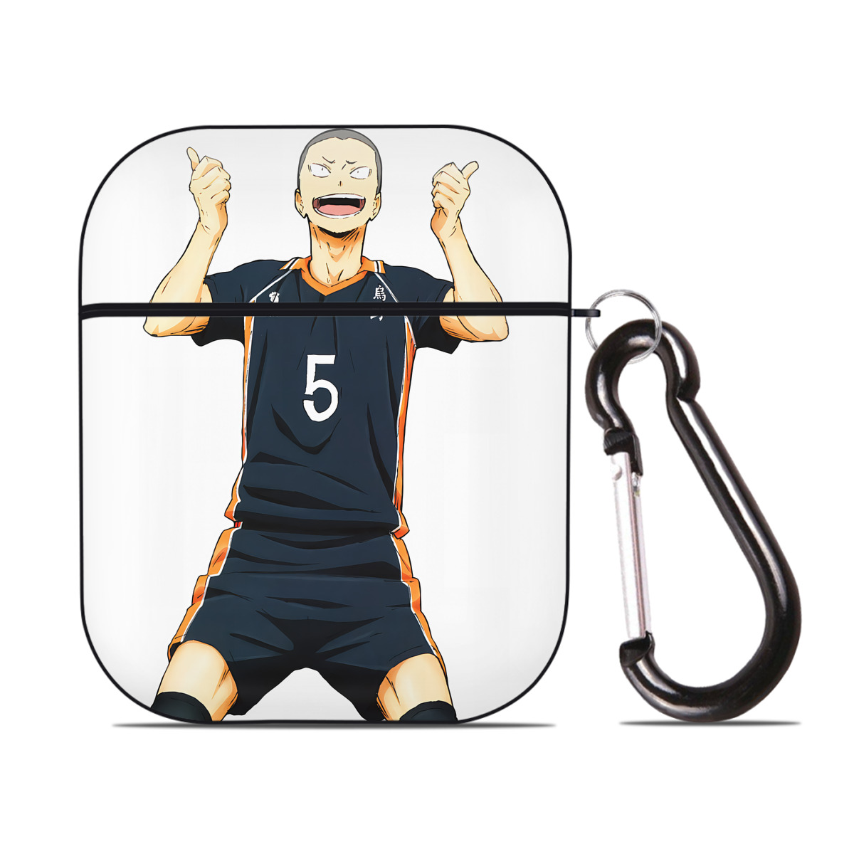 （画像用） ハイキュー!! Haikyu!! AirPods 第2世代保護ケース ハードシェル ブラック 耐衝撃・防指紋・カラビナ付き