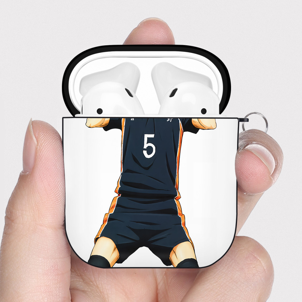 （画像用） ハイキュー!! Haikyu!! AirPods 第2世代保護ケース ハードシェル ブラック 耐衝撃・防指紋・カラビナ付き