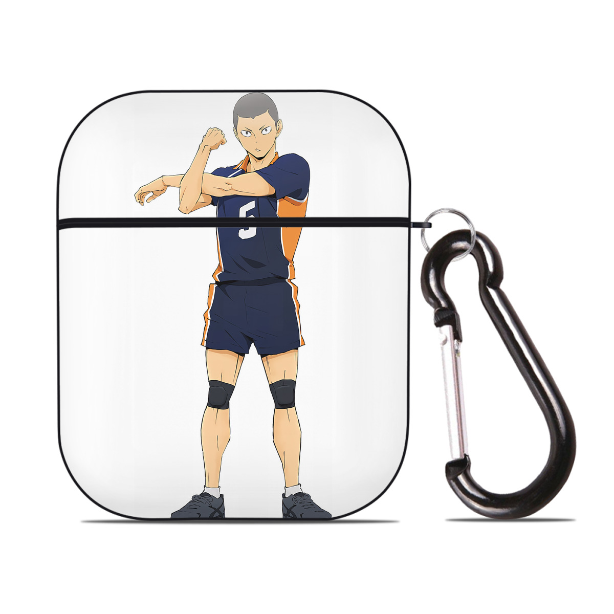 （画像用） ハイキュー!! Haikyu!! AirPods 第2世代保護ケース ハードシェル ブラック 耐衝撃・防指紋・カラビナ付き