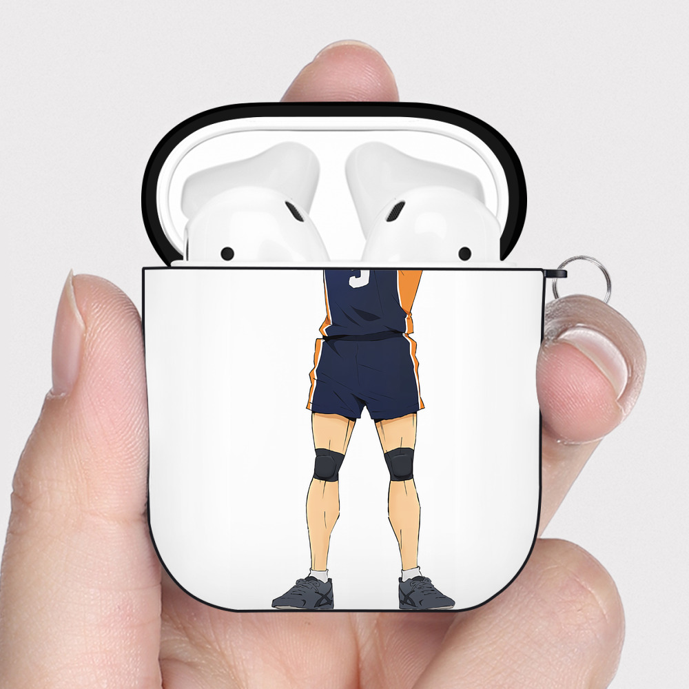 （画像用） ハイキュー!! Haikyu!! AirPods 第2世代保護ケース ハードシェル ブラック 耐衝撃・防指紋・カラビナ付き