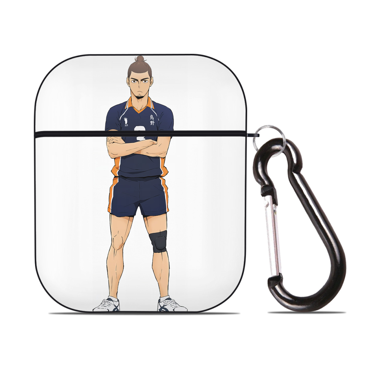 （画像用） ハイキュー!! Haikyu!! AirPods 第2世代保護ケース ハードシェル ブラック 耐衝撃・防指紋・カラビナ付き