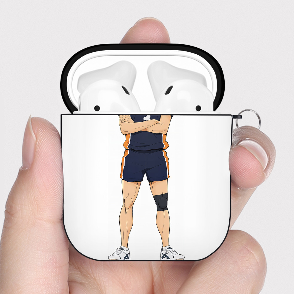 （画像用） ハイキュー!! Haikyu!! AirPods 第2世代保護ケース ハードシェル ブラック 耐衝撃・防指紋・カラビナ付き