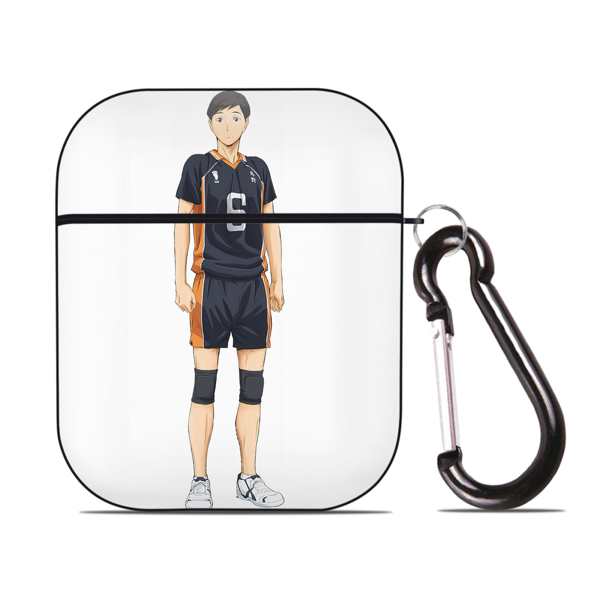 （画像用） ハイキュー!! Haikyu!! AirPods 第2世代保護ケース ハードシェル ブラック 耐衝撃・防指紋・カラビナ付き