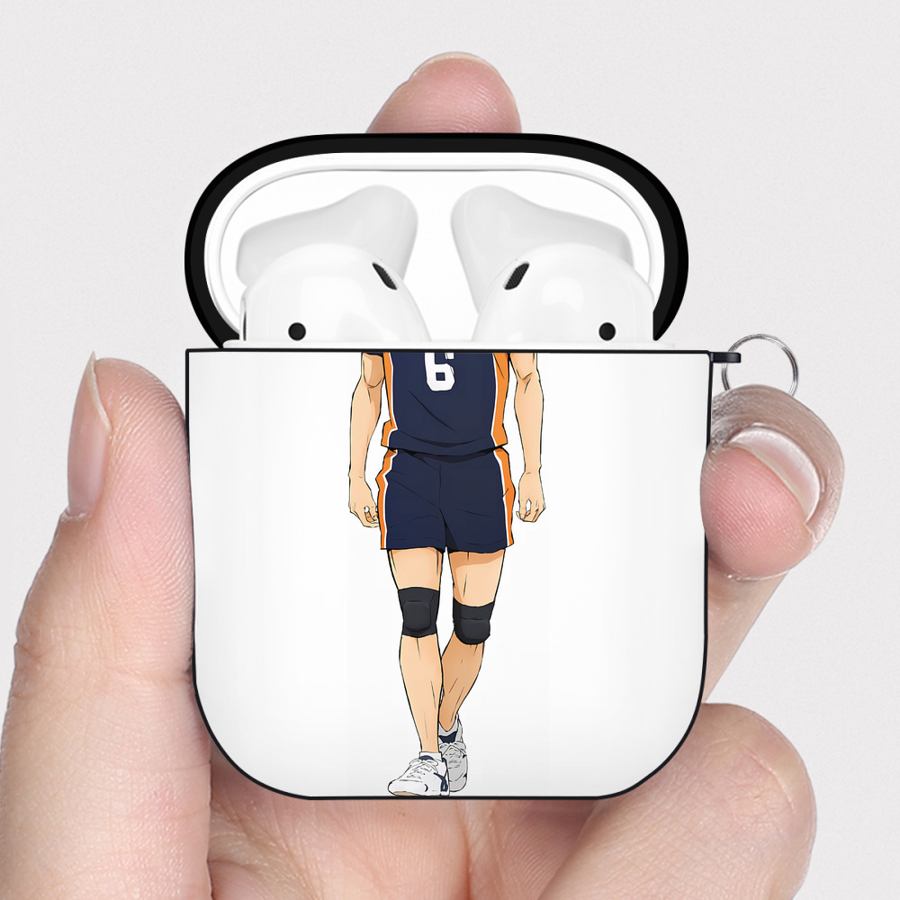 （画像用） ハイキュー!! Haikyu!! AirPods 第2世代保護ケース ハードシェル ブラック 耐衝撃・防指紋・カラビナ付き