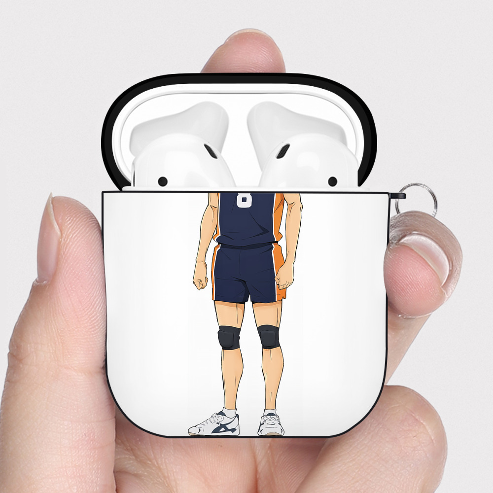 （画像用） ハイキュー!! Haikyu!! AirPods 第2世代保護ケース ハードシェル ブラック 耐衝撃・防指紋・カラビナ付き