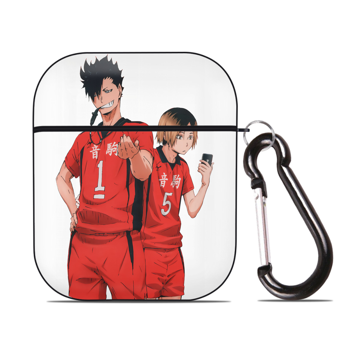 （画像用） ハイキュー!! Haikyu!! AirPods 第2世代保護ケース ハードシェル ブラック 耐衝撃・防指紋・カラビナ付き