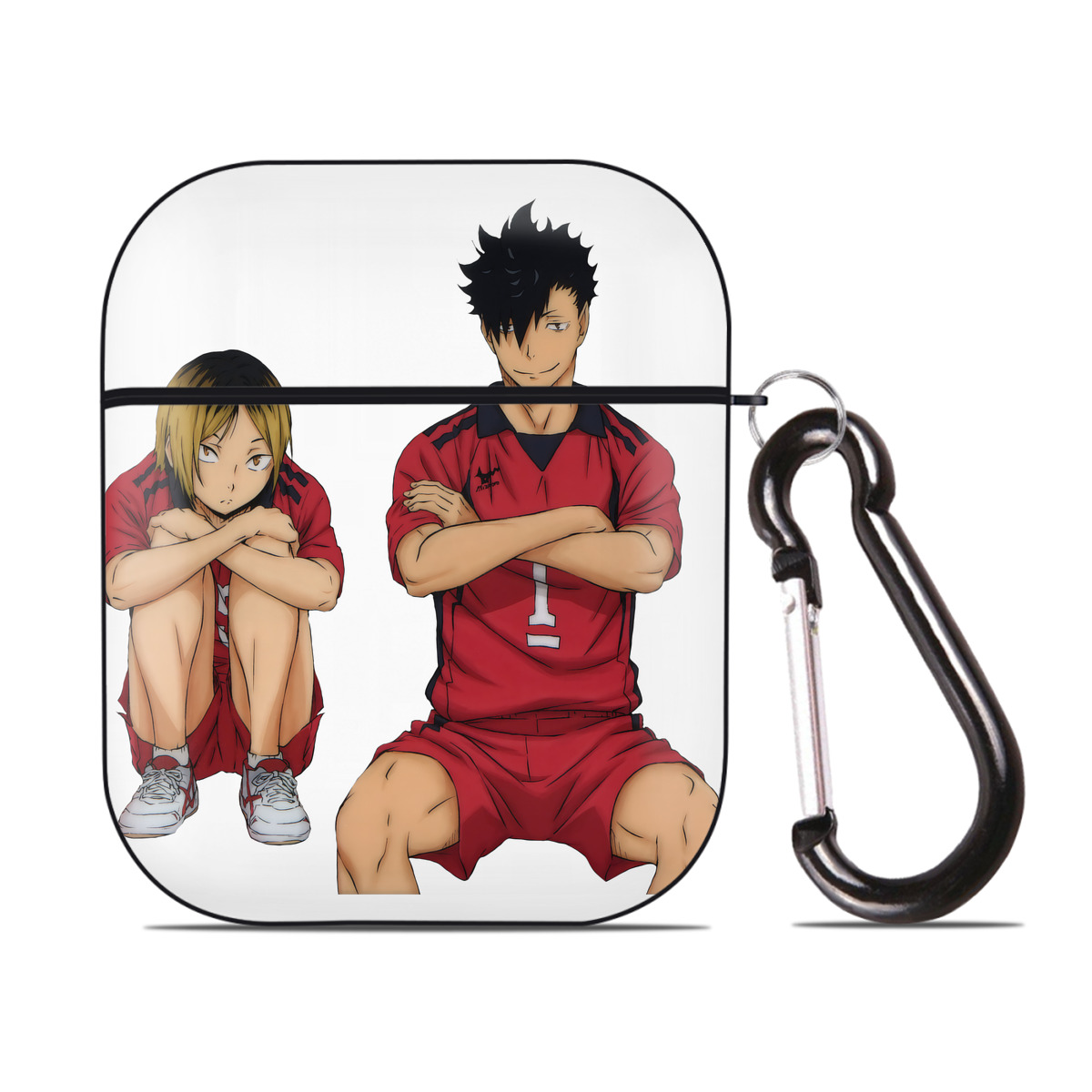 （画像用） ハイキュー!! Haikyu!! AirPods 第2世代保護ケース ハードシェル ブラック 耐衝撃・防指紋・カラビナ付き