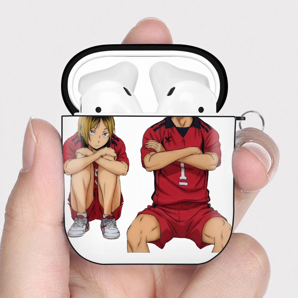 （画像用） ハイキュー!! Haikyu!! AirPods 第2世代保護ケース ハードシェル ブラック 耐衝撃・防指紋・カラビナ付き