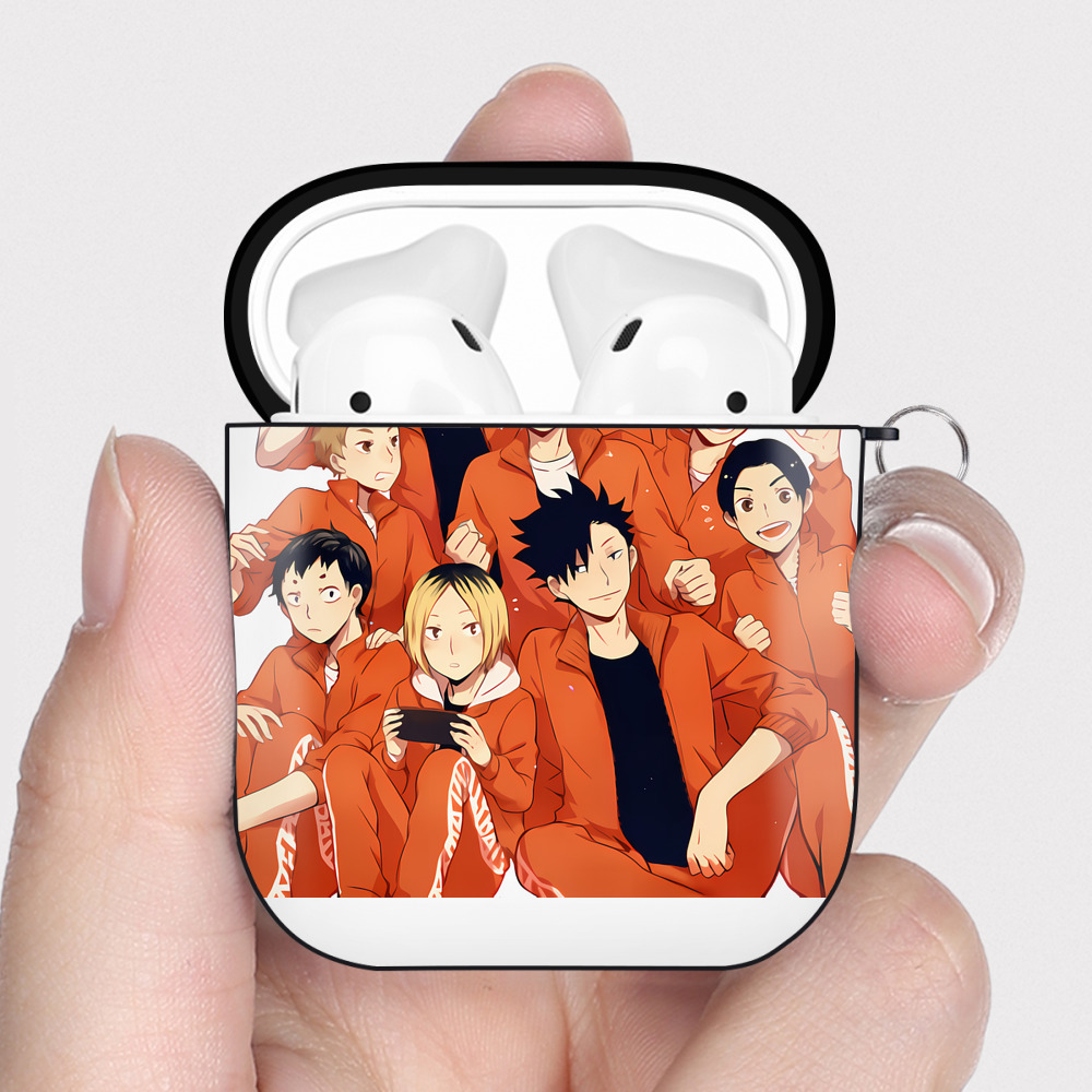 （画像用） ハイキュー!! Haikyu!! AirPods 第2世代保護ケース ハードシェル ブラック 耐衝撃・防指紋・カラビナ付き