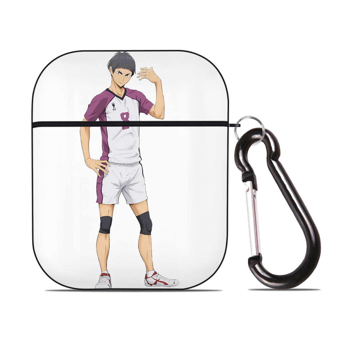 （画像用） ハイキュー!! Haikyu!! AirPods 第2世代保護ケース ハードシェル ブラック 耐衝撃・防指紋・カラビナ付き