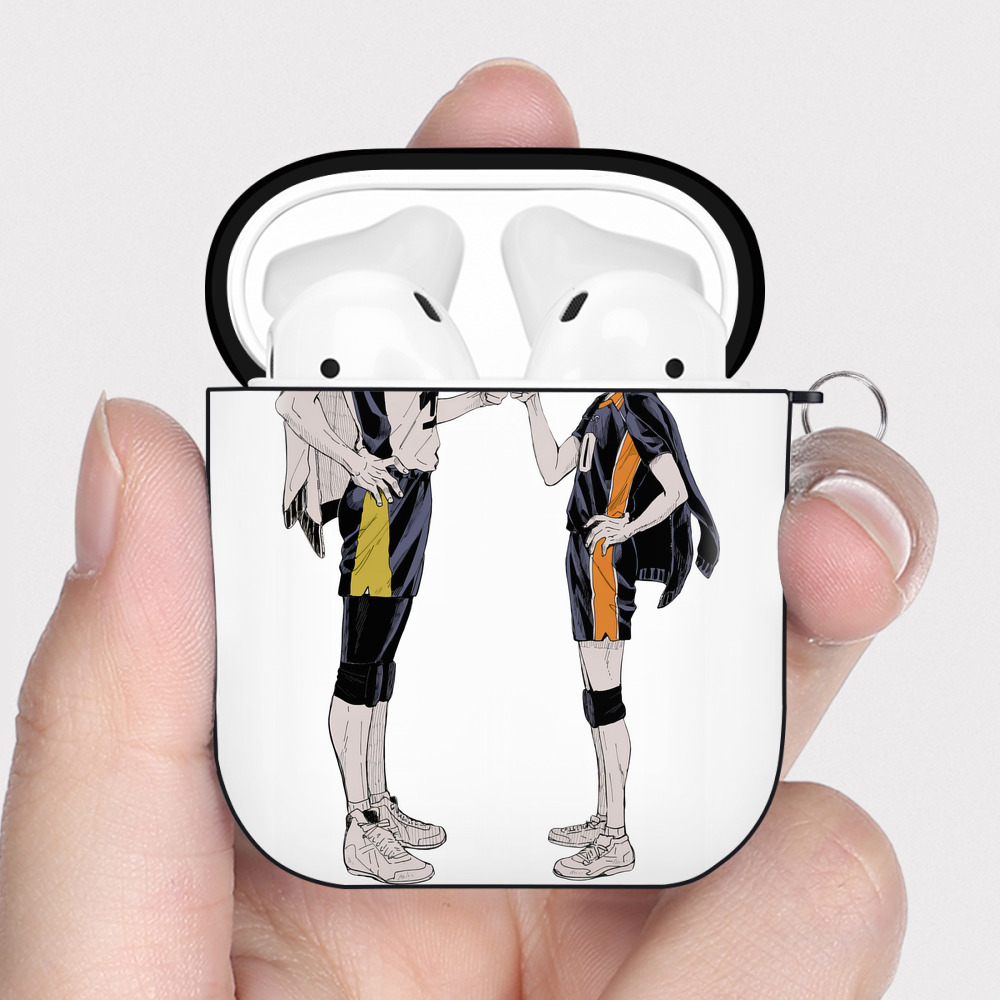 （画像用） ハイキュー!! Haikyu!! AirPods 第2世代保護ケース ハードシェル ブラック 耐衝撃・防指紋・カラビナ付き