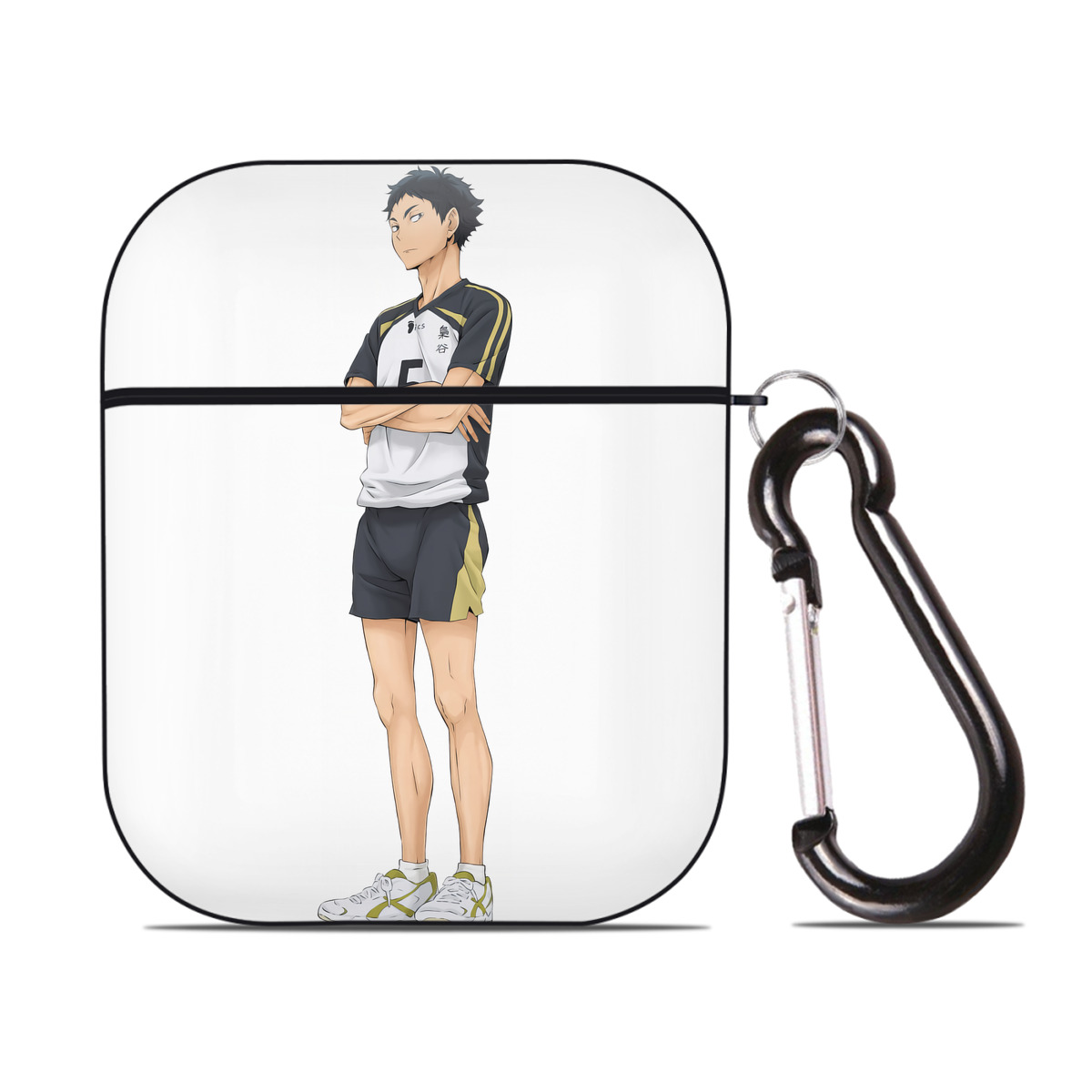 （画像用） ハイキュー!! Haikyu!! AirPods 第2世代保護ケース ハードシェル ブラック 耐衝撃・防指紋・カラビナ付き