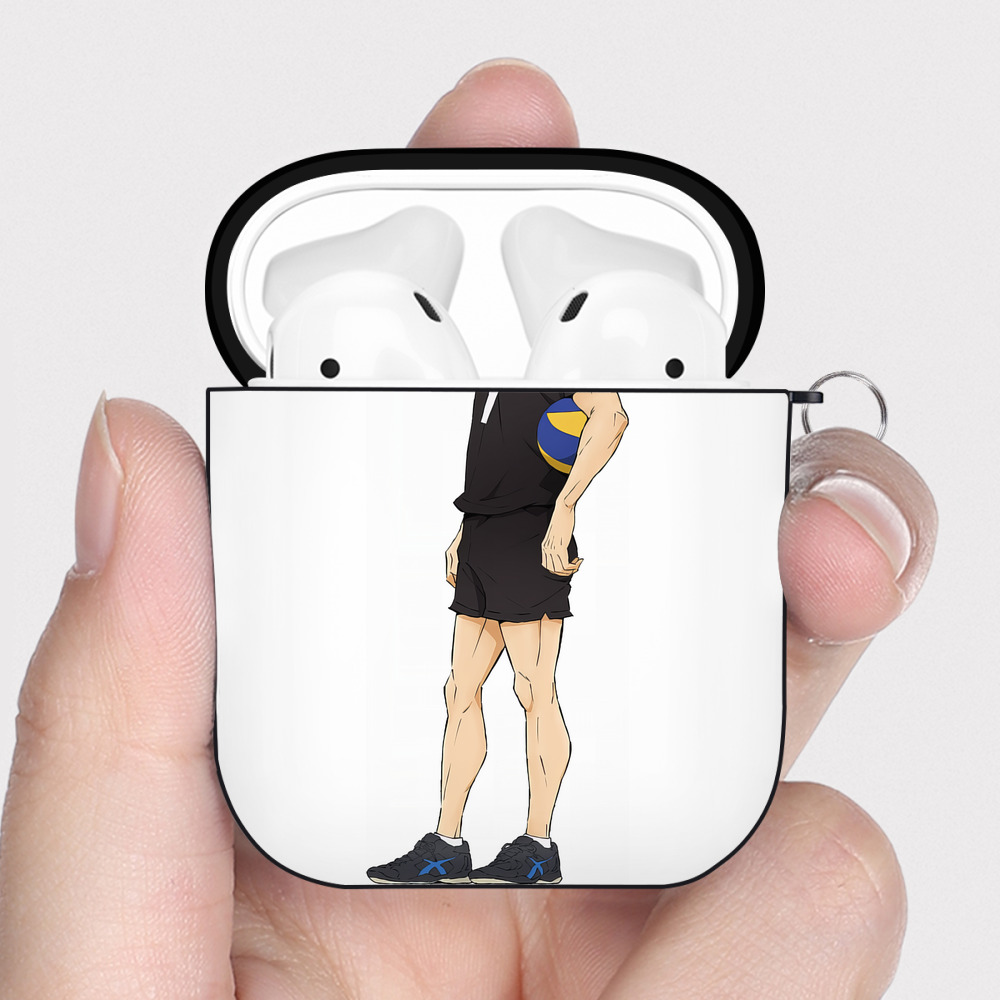 （画像用） ハイキュー!! Haikyu!! AirPods 第2世代保護ケース ハードシェル ブラック 耐衝撃・防指紋・カラビナ付き