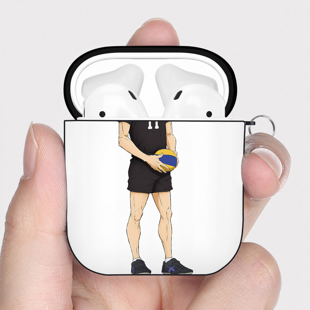（画像用） ハイキュー!! Haikyu!! AirPods 第2世代保護ケース ハードシェル ブラック 耐衝撃・防指紋・カラビナ付き