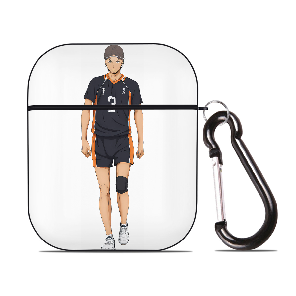 （画像用） ハイキュー!! Haikyu!! AirPods 第2世代保護ケース ハードシェル ブラック 耐衝撃・防指紋・カラビナ付き