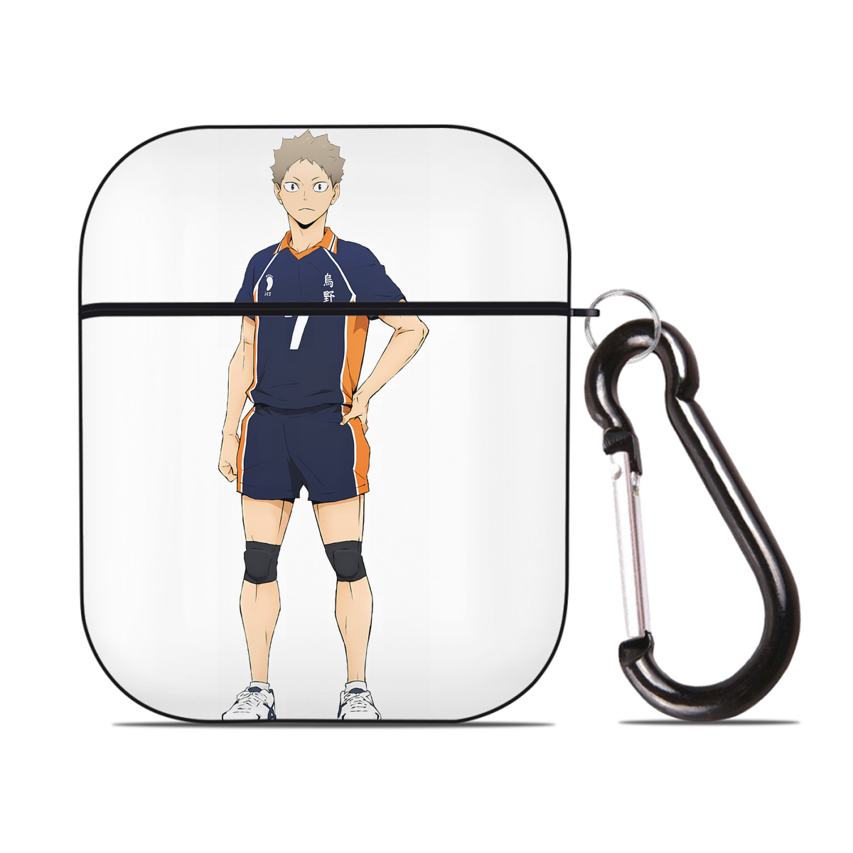 （画像用） ハイキュー!! Haikyu!! AirPods 第2世代保護ケース ハードシェル ブラック 耐衝撃・防指紋・カラビナ付き