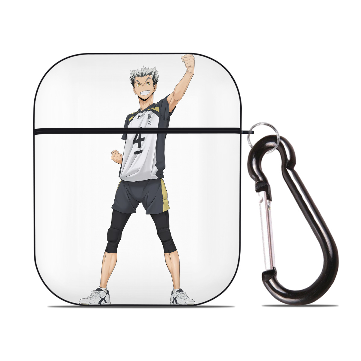 （画像用） ハイキュー!! Haikyu!! AirPods 第2世代保護ケース ハードシェル ブラック 耐衝撃・防指紋・カラビナ付き