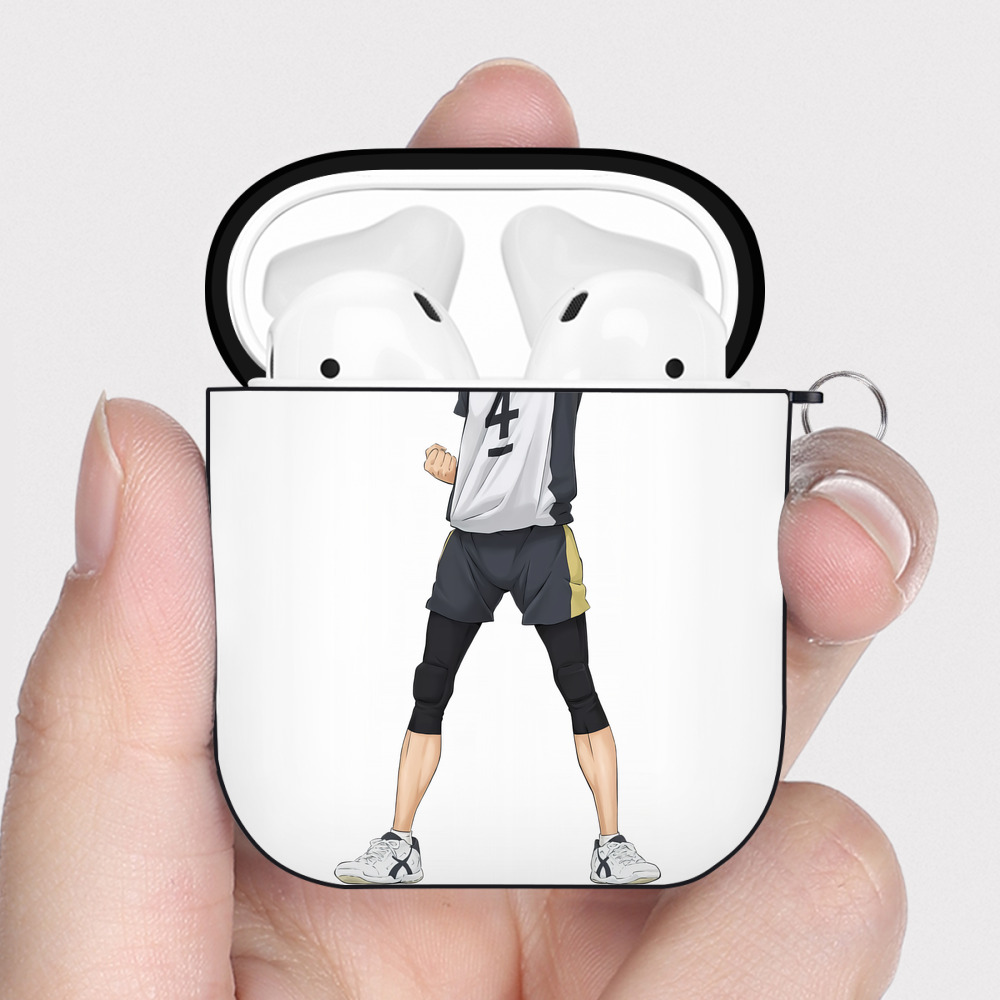（画像用） ハイキュー!! Haikyu!! AirPods 第2世代保護ケース ハードシェル ブラック 耐衝撃・防指紋・カラビナ付き