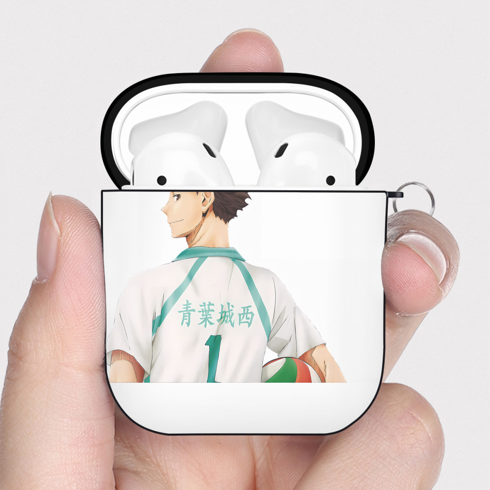 （画像用） ハイキュー!! Haikyu!! AirPods 第2世代保護ケース ハードシェル ブラック 耐衝撃・防指紋・カラビナ付き