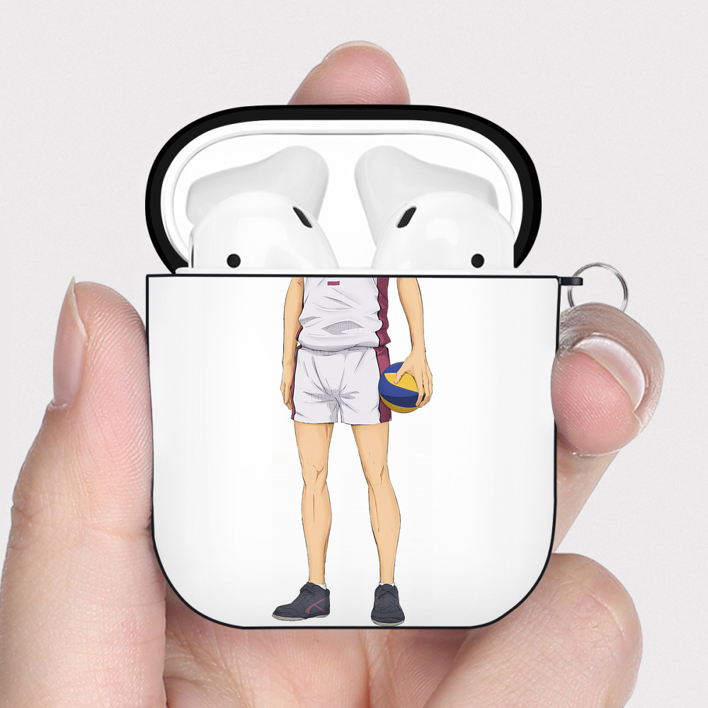 （画像用） ハイキュー!! Haikyu!! AirPods 第2世代保護ケース ハードシェル ブラック 耐衝撃・防指紋・カラビナ付き