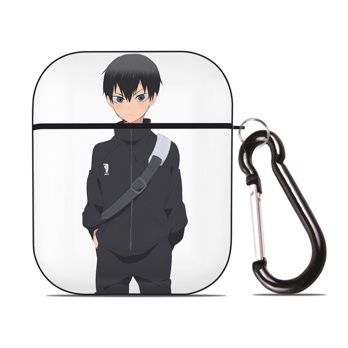 （画像用） ハイキュー!! Haikyu!! AirPods 第2世代保護ケース ハードシェル ブラック 耐衝撃・防指紋・カラビナ付き