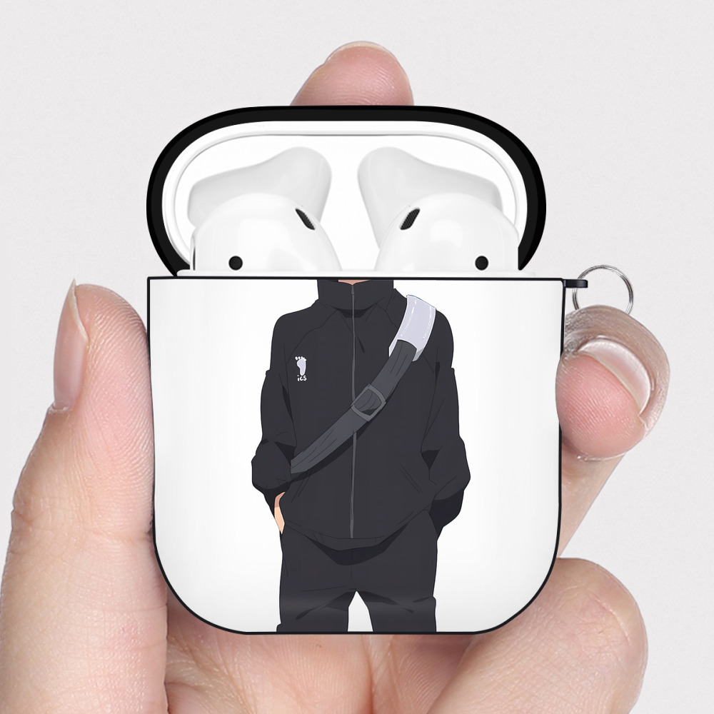 （画像用） ハイキュー!! Haikyu!! AirPods 第2世代保護ケース ハードシェル ブラック 耐衝撃・防指紋・カラビナ付き