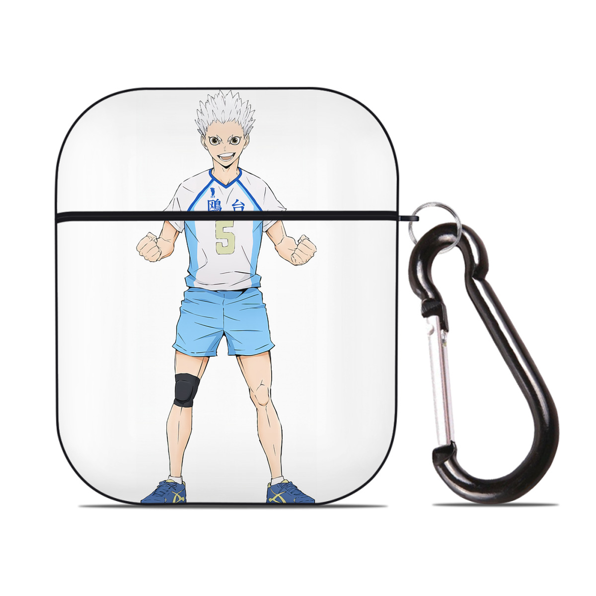 （画像用） ハイキュー!! Haikyu!! AirPods 第2世代保護ケース ハードシェル ブラック 耐衝撃・防指紋・カラビナ付き
