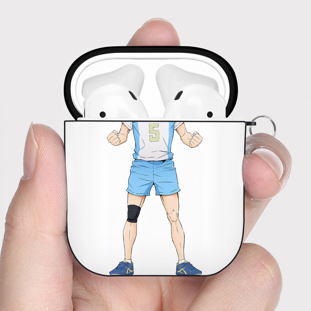 （画像用） ハイキュー!! Haikyu!! AirPods 第2世代保護ケース ハードシェル ブラック 耐衝撃・防指紋・カラビナ付き