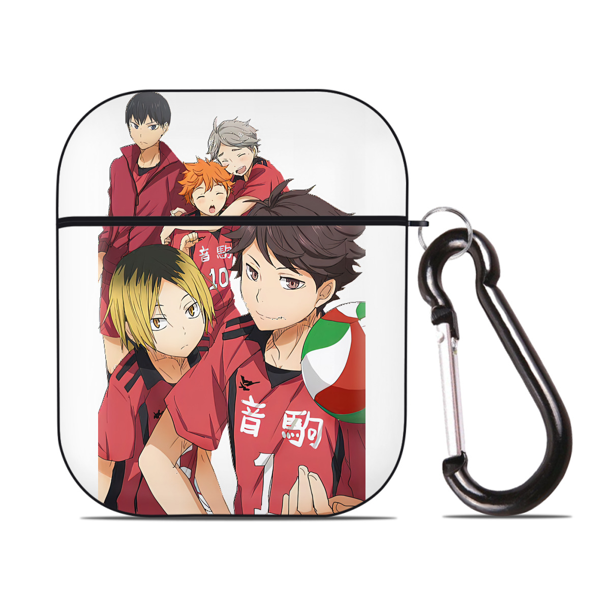 （画像用） ハイキュー!! Haikyu!! AirPods 第2世代保護ケース ハードシェル ブラック 耐衝撃・防指紋・カラビナ付き