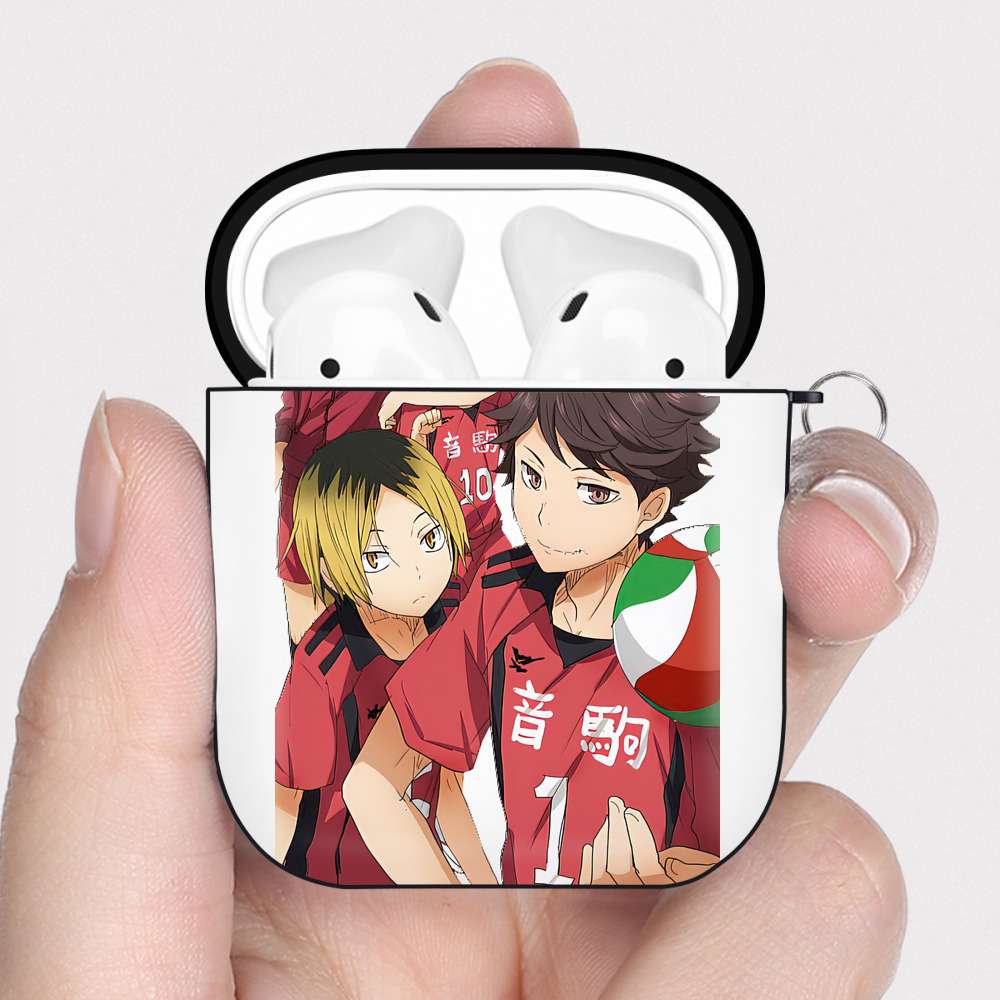 （画像用） ハイキュー!! Haikyu!! AirPods 第2世代保護ケース ハードシェル ブラック 耐衝撃・防指紋・カラビナ付き